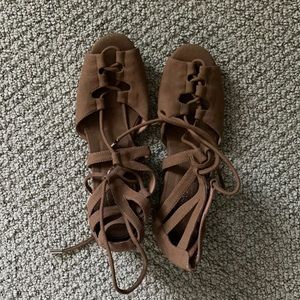 Lightly Used Suede Bottom Dance Sandals
